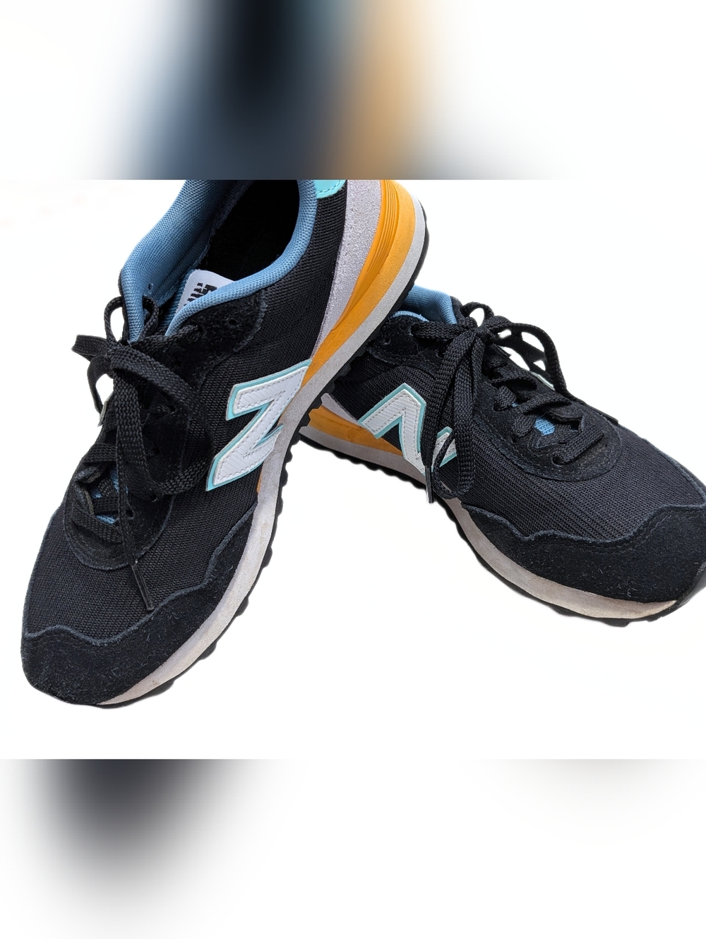 EUC Women's New Balance 515 Retro Style Sneaker; Black, Light Blue, Yellow, US 9
